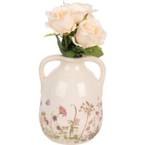 Clayre & Eef 6CE1947M Vase en céramique Beige Rose Ø 14x18 cm style rustique