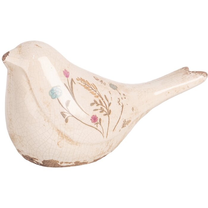 Clayre & Eef 6CE1952M Décoration Oiseau Beige Rose 22x9x12 cm