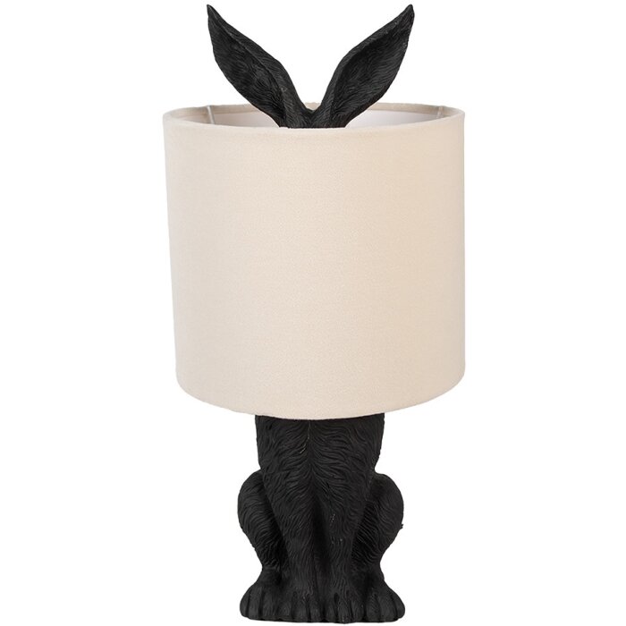 Clayre & Eef 6LMC0099ZVBE Lampe de table Lapin Noir Beige Ø20x43cm E27 60W