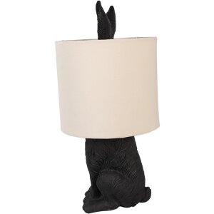 Clayre & Eef 6LMC0099ZVBE Lampe de table Lapin Noir Beige Ø20x43cm E27 60W