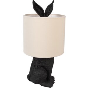 Clayre & Eef 6LMC0099ZVBE Lampe de table Lapin Noir Beige Ø20x43cm E27 60W