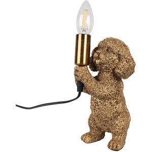 Clayre & Eef 6LMP792 Lampe de table chien or 11x13x23...