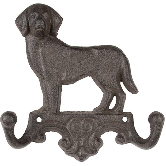 Clayre & Eef 6Y5650 Portemanteau Chien Marron Fer 16x4x16 cm