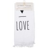 Clayre & Eef CT032 Serviette dinvité 40x66 cm Blanc Noir Romantique Coton