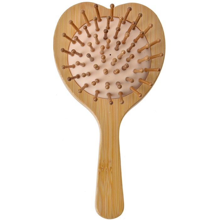 Juleeze JZHBR0001 Brosse à cheveux avec miroir en forme de cœur Bois Beige Marron 15x8x3 cm