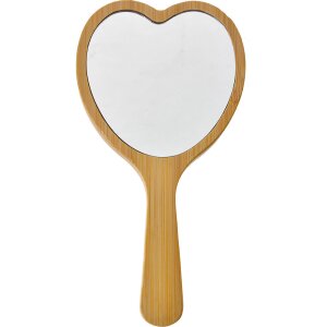 Juleeze JZHBR0001 Brosse à cheveux avec miroir en forme de cœur Bois Beige Marron 15x8x3 cm