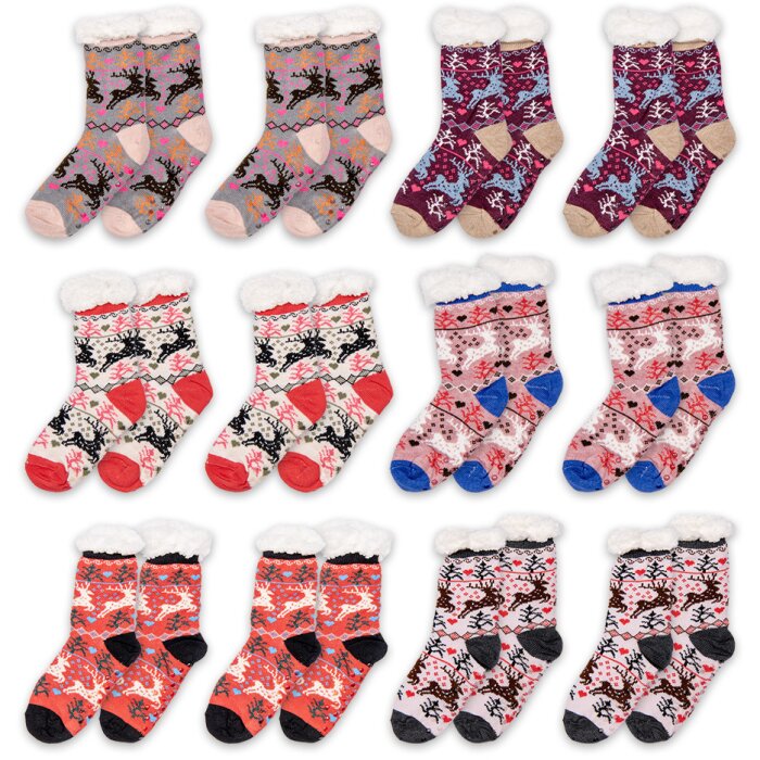 Juleeze JZSKSET0003 Set de chaussettes 12 paires One Size Design dhiver