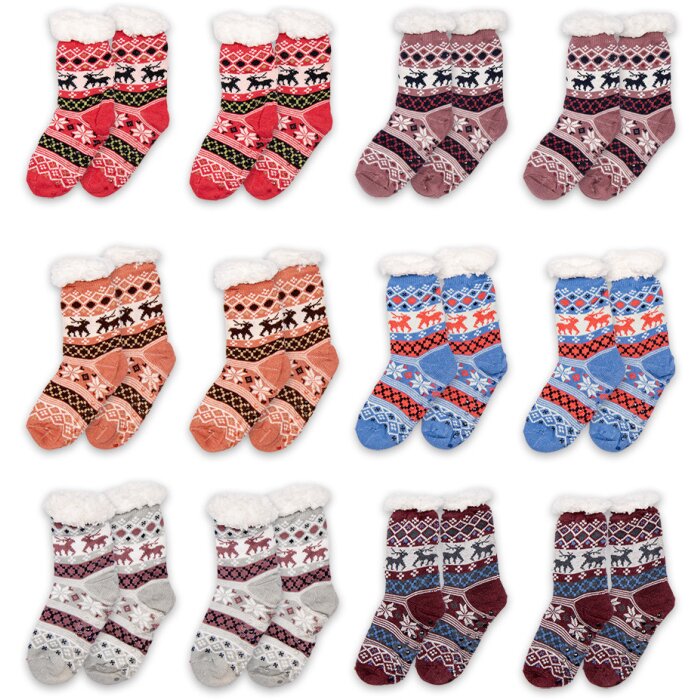 Juleeze JZSKSET0004 Jeu de chaussettes 12 paires One Size Multicolore Dessins dhiver