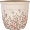 Clayre & Eef 6CE1974L Pot de fleurs en céramique Beige Rose Ø 18x17 cm style rustique