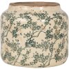 Clayre & Eef 6CE1975L Pot de fleurs en céramique Beige Vert Ø 18x16 cm