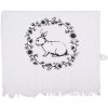 Clayre & Eef Serviette dinvité coton blanc noir style campagnard 40x66 cm