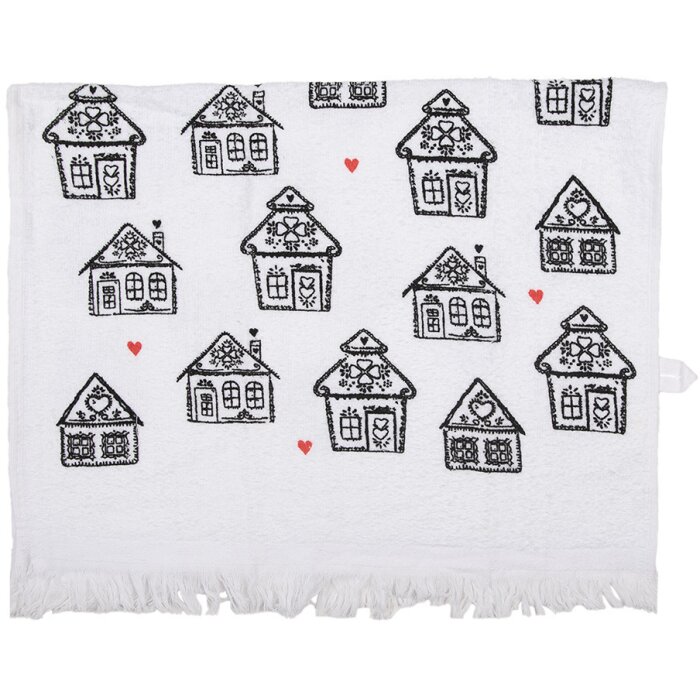 Clayre & Eef CTGBB Serviette dinvité Blanc Noir Coton Style Campagne 40x66 cm