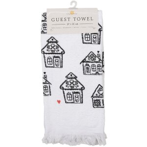 Clayre & Eef CTGBB Serviette dinvité Blanc Noir Coton Style Campagne 40x66 cm