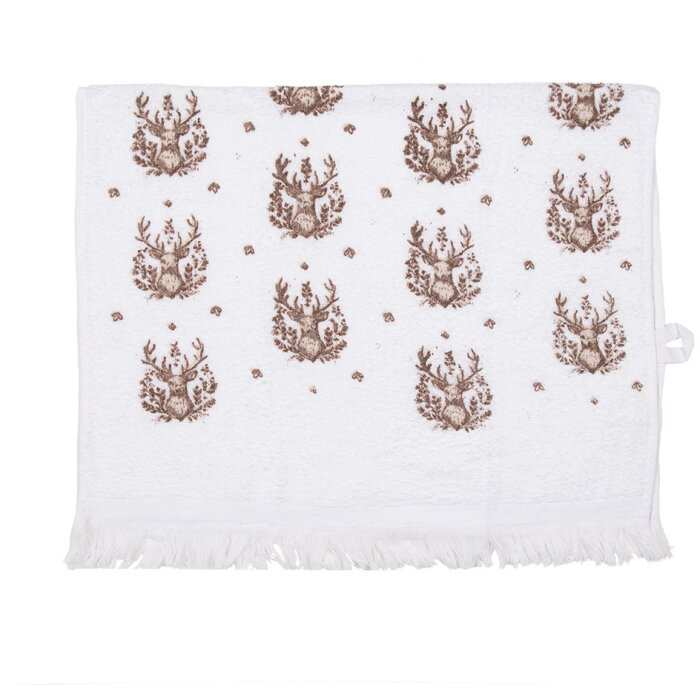 Clayre & Eef CTGTW Serviette dinvité blanc marron motif cerf 40x66 cm style campagnard