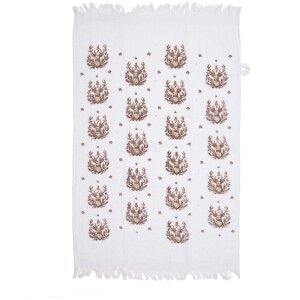 Clayre & Eef CTGTW Serviette dinvité blanc marron motif cerf 40x66 cm style campagnard