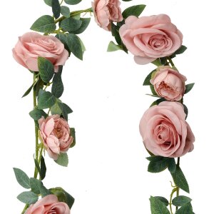 Clayre & Eef 6PL0321P Guirlande de roses artificielles rose vert 150 cm