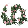 Clayre & Eef 6PL0323 Guirlande de roses artificielles rose vert 14x14x180 cm