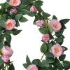 Clayre & Eef 6PL0323 Guirlande de roses artificielles rose vert 14x14x180 cm