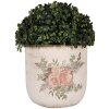 Clayre & Eef 6CE1981L Pot de fleurs en céramique Motif floral Beige Rose Ø 18x17 cm