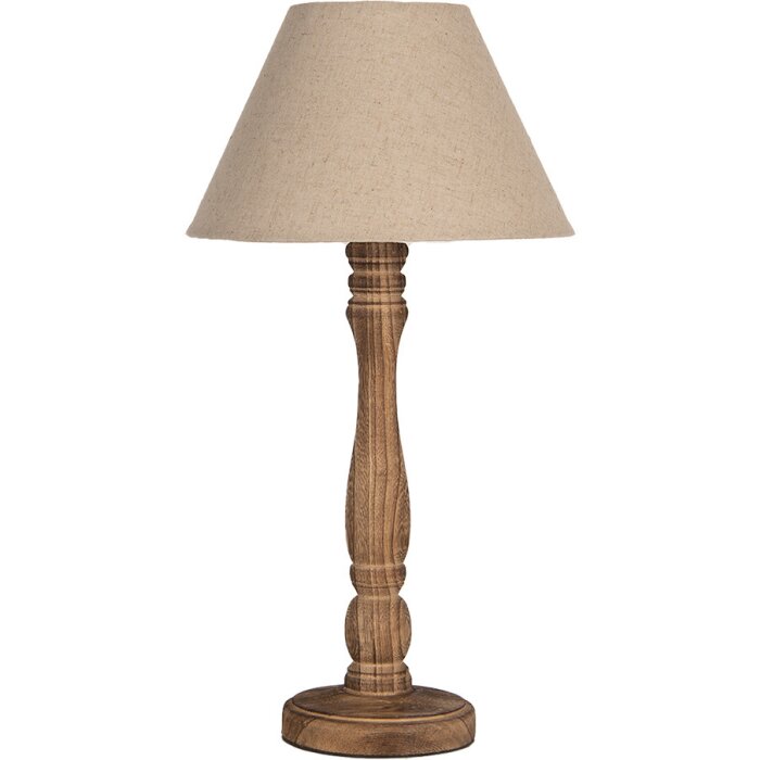 Clayre & Eef 6LMC0105 Lampe de table bois textile brun beige Ø26x50 cm E27/max 40W