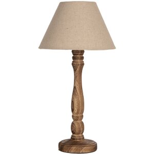 Clayre & Eef 6LMC0105 Lampe de table bois textile brun beige Ø26x50 cm E27/max 40W