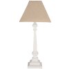 Clayre & Eef 6LMC0106 Lampe de table blanc beige bois textile 28x28x65 cm E27 40W