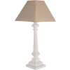 Clayre & Eef 6LMC0106 Lampe de table blanc beige bois textile 28x28x65 cm E27 40W