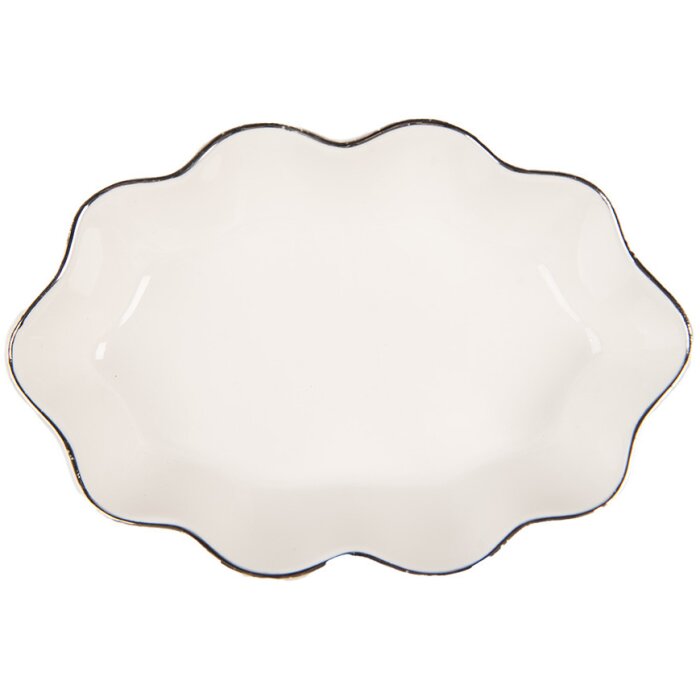 Clayre & Eef 6CE1984 Porte-savon Blanc Céramique 15x10x3 cm