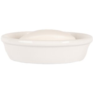 Clayre & Eef 6CE1987 Porte-savon Céramique Blanc Ø 13x3 cm