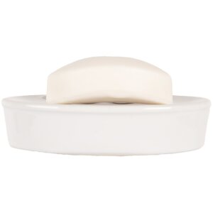 Clayre & Eef 6CE1995 Porte-savon Céramique Blanc Rétro 13x9x3 cm