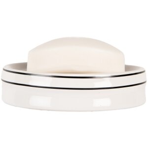 Clayre & Eef 6CE2003 Porte-savon Blanc Céramique Ø 12x3 cm