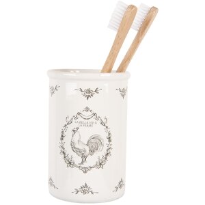 Clayre & Eef 6CE2007 Porte-brosse à dents Blanc Céramique Ø 8x12 cm