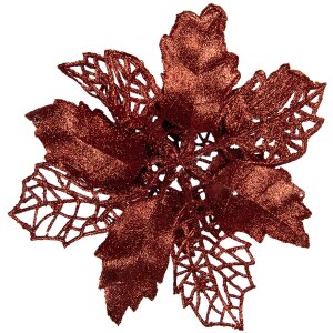 Clayre & Eef 65778R Décoration de Noël Fleur Rouge Ø 22x5 cm Plastique