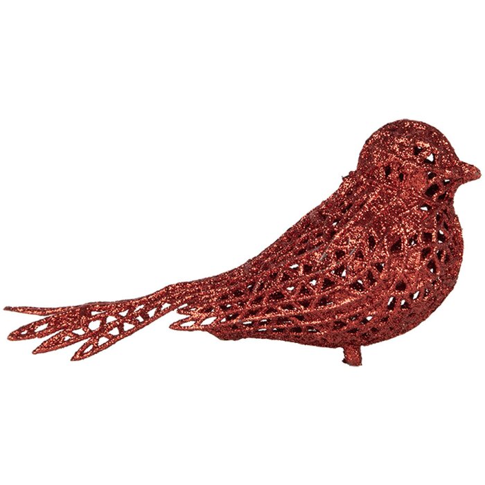 Clayre & Eef 65779 Décoration Oiseau rouge 16x6x6 cm style campagnard