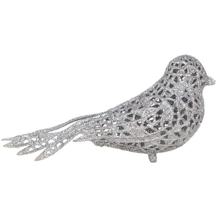 Clayre & Eef 65780 Décoration Oiseau couleur argent 16x6x6 cm