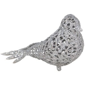 Clayre & Eef 65780 Décoration Oiseau couleur argent 16x6x6 cm