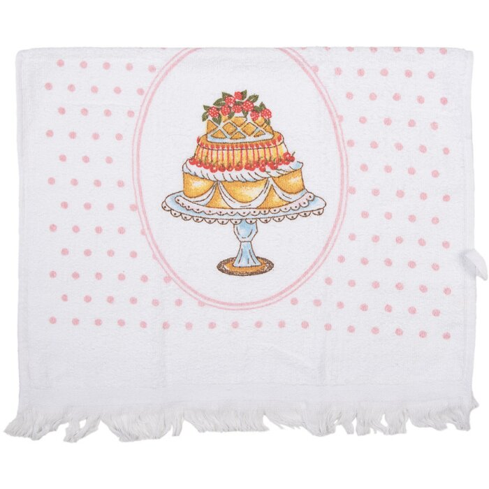 Clayre & Eef CT030 Serviette dinvité blanche rose style campagnard 40x66 cm coton