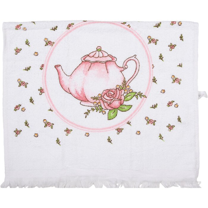 Clayre & Eef CT031 Serviette dinvité Blanc Rose Coton 40x66 cm