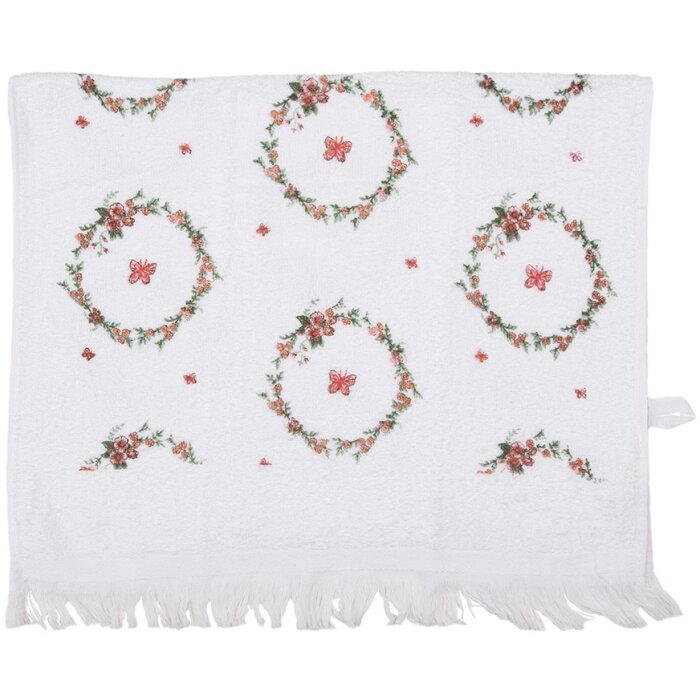 Clayre & Eef CTFEB-1 Serviette dinvité Blanc Rose 40x66 cm Coton style maison de campagne