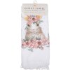 Clayre & Eef CTFEB-2 Serviette dinvité Blanc Rose Fleurs Lapin 40x66 cm 100% Coton