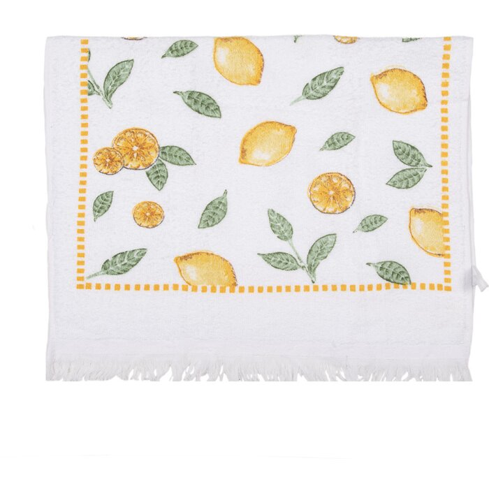 Clayre & Eef CTLEL-1 Serviette dinvité Design Citron Blanc Jaune 40x66 cm