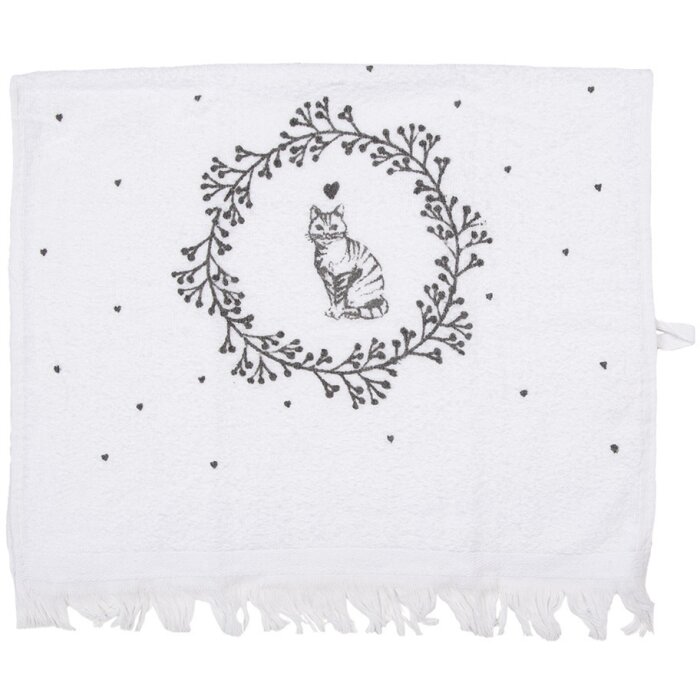 Clayre & Eef CTLGC-1 Serviette dinvité Blanc Noir 40x66 cm Coton