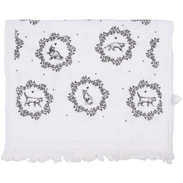 Clayre & Eef CTLGC-2 Serviette dinvité Blanc Noir Coton 40x66 cm