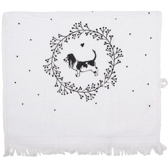 Clayre & Eef CTLGD-2 Serviette dinvité Blanc Noir 40x66 cm 100 % coton