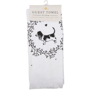 Clayre & Eef CTLGD-2 Serviette dinvité Blanc Noir 40x66 cm 100 % coton