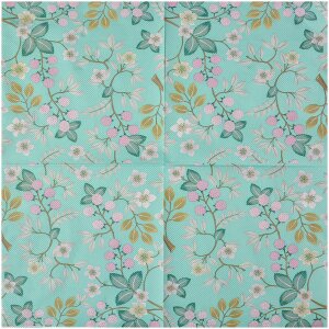 Clayre & Eef 73071 Serviettes en papier vert floral...