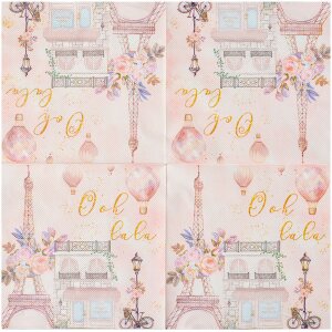 Clayre & Eef 73072 Serviettes en papier Rose Motifs...