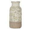 Clayre & Eef 6CE1929L Vase Céramique Vert Ø 15x32 cm style rustique