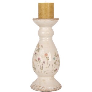 Clayre & Eef 6CE1945M Bougeoir Céramique Beige Rose Ø 12x26 cm