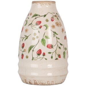 Clayre & Eef 6CE1946S Vase en céramique Beige Rouge Ø 17x27 cm style rustique